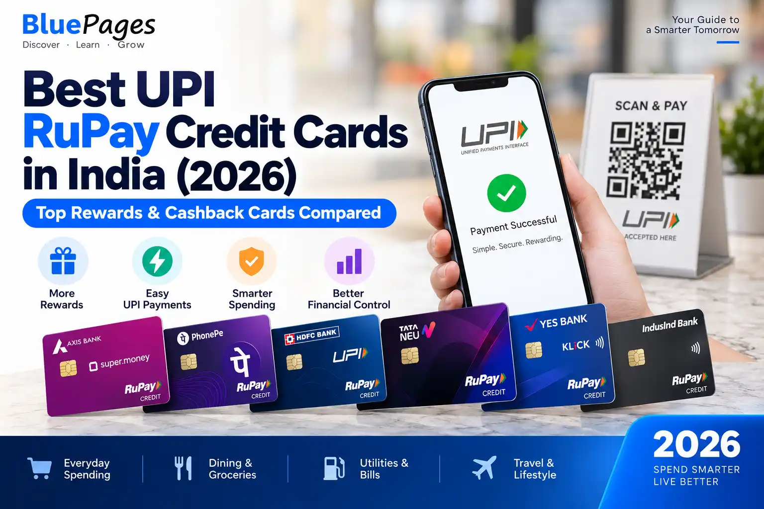 Best UPI RuPay Credit Cards in India 2026 – Top Rewards & Cashback | BluePages
